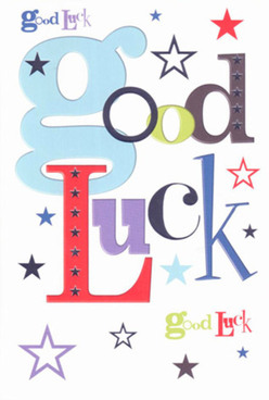 This good luck card, found nestled among the unique offerings of Tooting Bec, radiates confident charm through its artful blend of color and playful design. The typography thoughtfully balances movement and grace-a large, pastel blue 'g' leads the way, surrounded by a chorus of vivid red, elegant indigo, and soft lavender letters that together convey both seriousness and joy. Scattered across the crisp white background, whimsical stars in every scale and shade shine like Tooting's evening sky-bold navy and inky black wink beside gentle sky-blue, lilac, and lemon-lime, as if capturing wishes drifting through the air over Tooting Bec Common. The surface of the card is smooth and cool to the touch, reminiscent of high-quality stationery often selected at Flowers Tooting Bec. Each design choice, from the contrasting hues to the lively interplay of fonts, crafts a sense of supportive anticipation, making this card the perfect companion for celebrating milestones or sending a friend off on a new journey. Much like a bespoke arrangement delivered from Mitcham Road to a loved one, it's a tangible expression of encouragement tailored to the recipient, carrying the belief that good fortune and steadfast support are always within reach in our close-knit South London neighbourhood. It's more than a simple note; it's a keepsake of kindness and possibility.